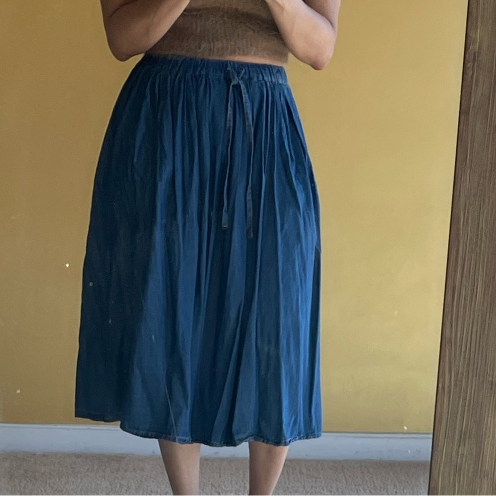 Blue Midi Denim Skirt